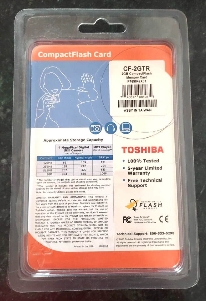 NEW Toshiba 2GB Compact Flash Memory Card CF-2GTR - Image 2 of 3