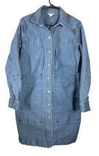 Duluth Trading Co Women’s Long Denim Blue Jean Trench Chore Coat Jacket Small