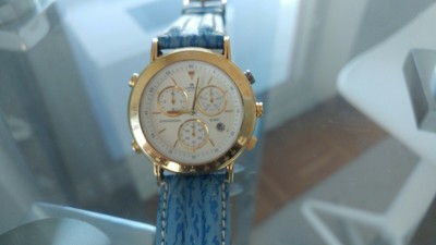 LORENZ Placcato Oro Quarzo Analogico Orologio Cronografo con Cinturino in  Pelle Allarme | eBay