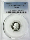 2001-S 10C Roosevelt Dime  PCGS PR69DCAM 90% Silver 22rtc0415