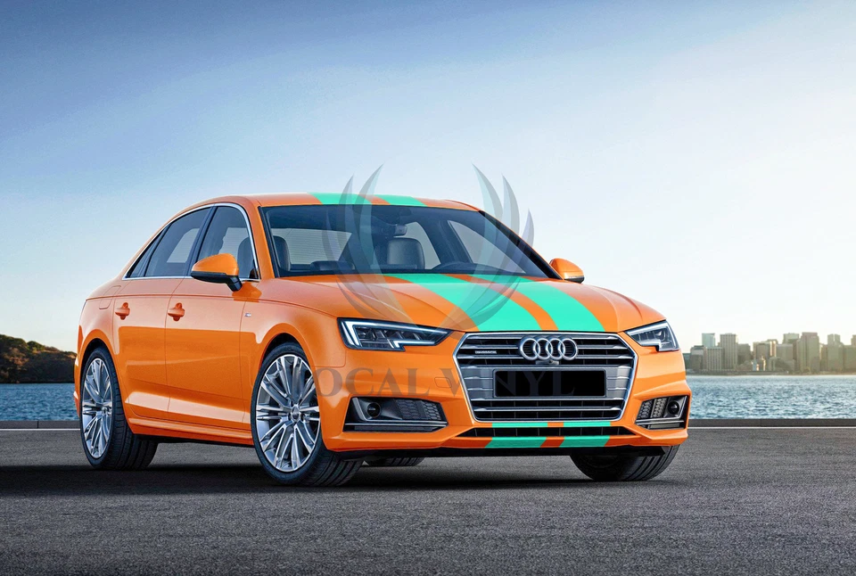 Envoltório de vinil listras de corrida cor brilhante para Audi A4 adesivo listrado 10 pés/20 pés - Imagem 3 de 4