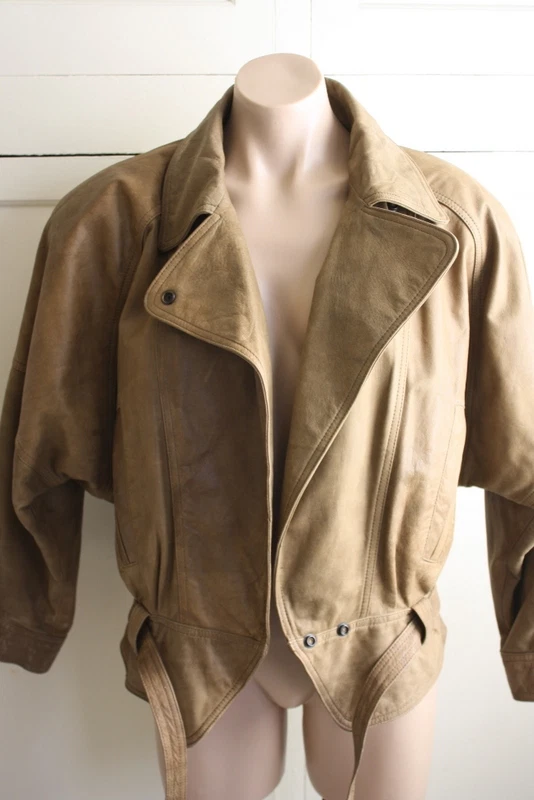 Winlit 80's Vintage Leather Light Brown Tan Jacket Size Small - Image 4 of 4