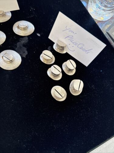 Sterling Hallmarked English Party Place Card Holders In Sterling Silver Rare - Picture 2 of 9