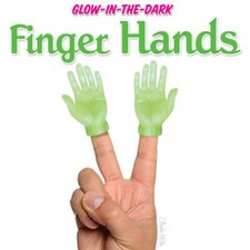 Glow in the Dark - Pair of 1 Right Finger  1 left Finger Hand soft vinyl puppet