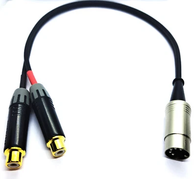 MARKENLOS Adapterkabel DIN 5 pol. Diodenstecker-2 x RCA Cinch Kupplung vers. Längen Play