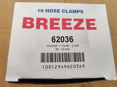 Breeze 62036 Stainless Steel Hose Clamp Worm-Drive SAE # 36 (1-13/16'' to 2-3/4'')