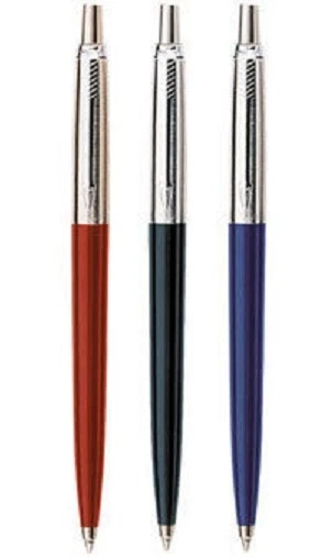 Parker Jotter Standard Chrome Trim Ball Point Pen Orange Body Blue Ink