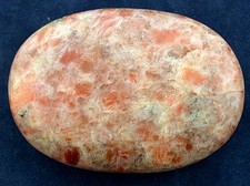 3 1/10 Inch Oval Natural Sunstone Crystal Massage Stone Gemstone Gem EBS145