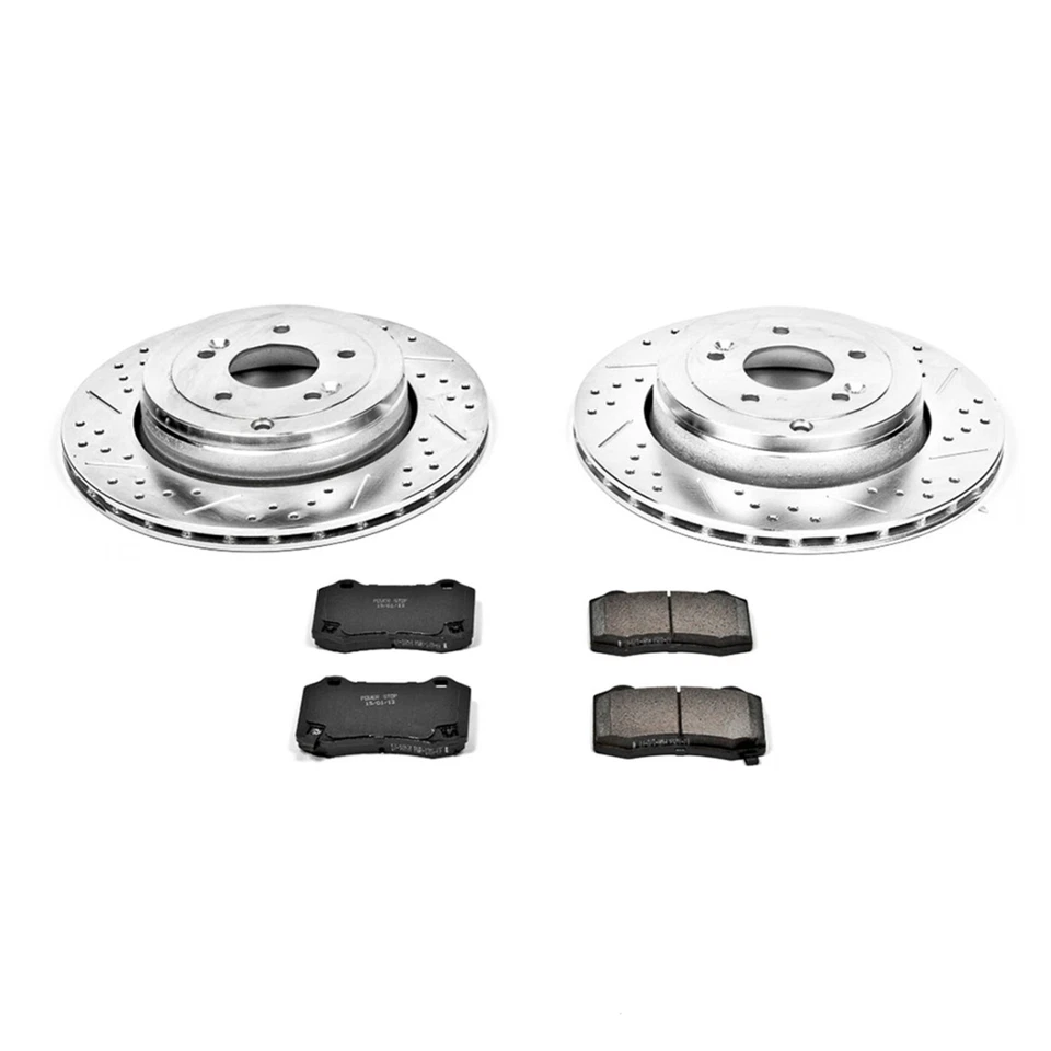 Juego de 4 ruedas Powerstop K6167 discos de freno y kits de pastillas delanteras y traseras para Hyundai Foto 3 de 4