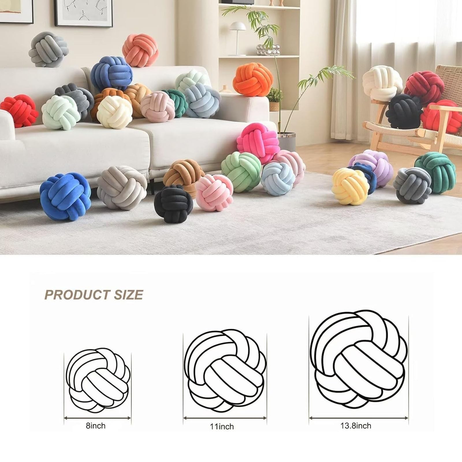 Decorative Throw Knot Pillow for Home Chair Sofa Couch Bed Aesthetic Round Ve...