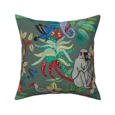 Savuti Animal Jungle Delightful Animal Jungle Printed Square Throw Pillow Cover