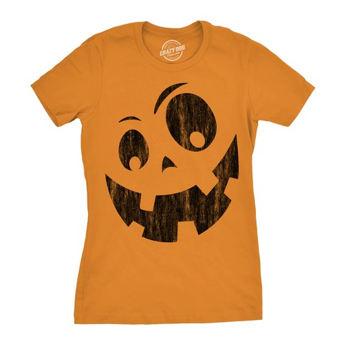 Womens Silly Jack Pumpkin T Shirt Funny Halloween Jack O Lantern Goofy Smile Tee