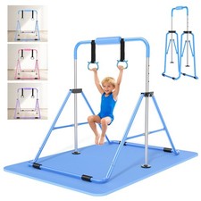 Gymnastics Bar with Mat for 3-9, Foldable  Adjustable 35"-51", Supports 145L...