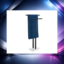 Matte Black 2-Tier Free Standing Towel Rack - Heavy Marble Base, Stainless Steel