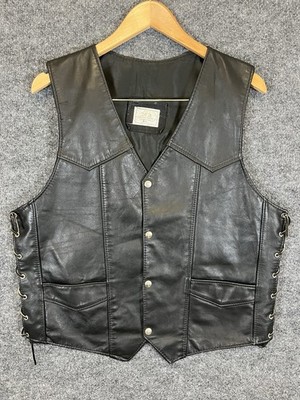JRD Genuine Leather American Made Leather Motorcycle Vest XXL   J.R.D. Vintage
