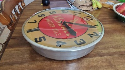 東京ルビー印　掛時計　レトロ Vintage 1950's Kendall Motor Oil lollipop Swihart Products Glass