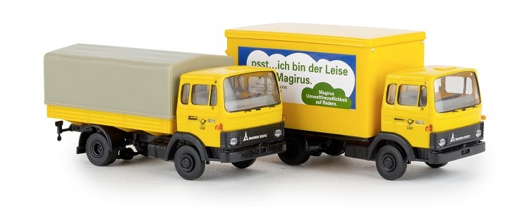 Brekina 90461 - 1/87 2er Set Magirus Flatbed/Plane & Case - DBP - New