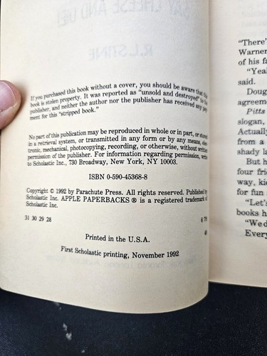 Goosebumps Say Cheese and Die! R. L. Stine 1992, Trade Paperback #4 28th Print - Foto 3 di 8