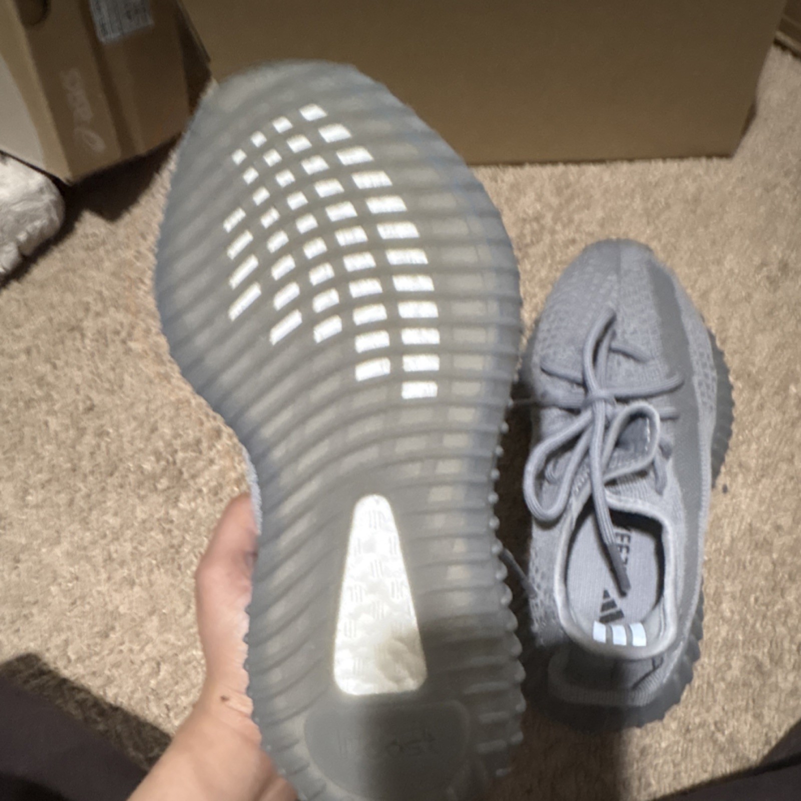 adidas Yeezy Boost 350 V2 Steel Grey Gray Primeknit Lace Up Sneakers IF3219 thumbnail 3