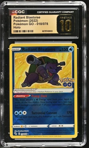 2022 Pokemon Sword & Shield Pokemon GO Radiant Blastoise #018/078 Holo CGC 10
