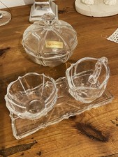 4-tlg. Set Milchkännchen Zuckerdose Tablett Bonboniere NACHTMANN Kristall VENUS