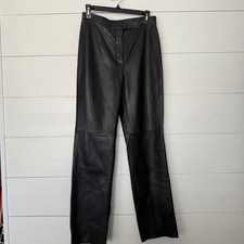Lord  Taylor Women  s 8 Black Leather Bootcut Flare Pants