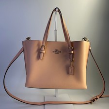 Coach Mollie Tote 25 Peach Pink Pebbled Leather Shoulder Bag C4084 Excellent
