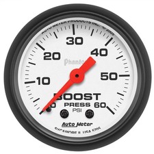 Autometer Phantom Mechanical Boost Pressure Gauge 2 116 Dia White Face 5705