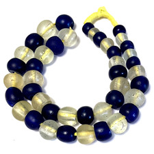 Strand of Choice High-Graded Cobalt Blue & Clear Dutch Dogon Glass Trade Beads