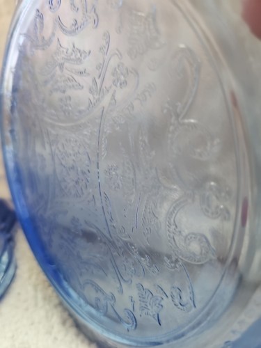 Vintage Blue Madrid Glass Plates Dishes Cups Saucer Set Of 4 - Picture 8 of 8