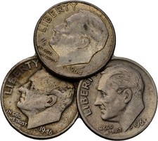USA Liberty 1 Dime 1965 in God We Trust Lot of 3 Original Coin #L1458