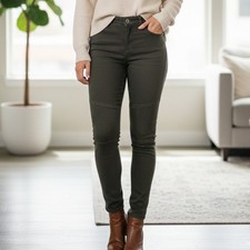 A New Day Olive Green Stretch Elastizo Pants Size 2 Zip Pockets Casual