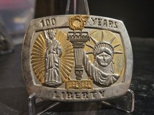 Vintage Sterling Treasury Statue of Liberty 100 Years of Liberty Belt Buckle B5