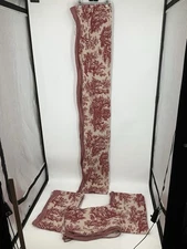 Lot 4 Waverly Red French Country Life Toile Scalloped Gingham Valances 80"x15"