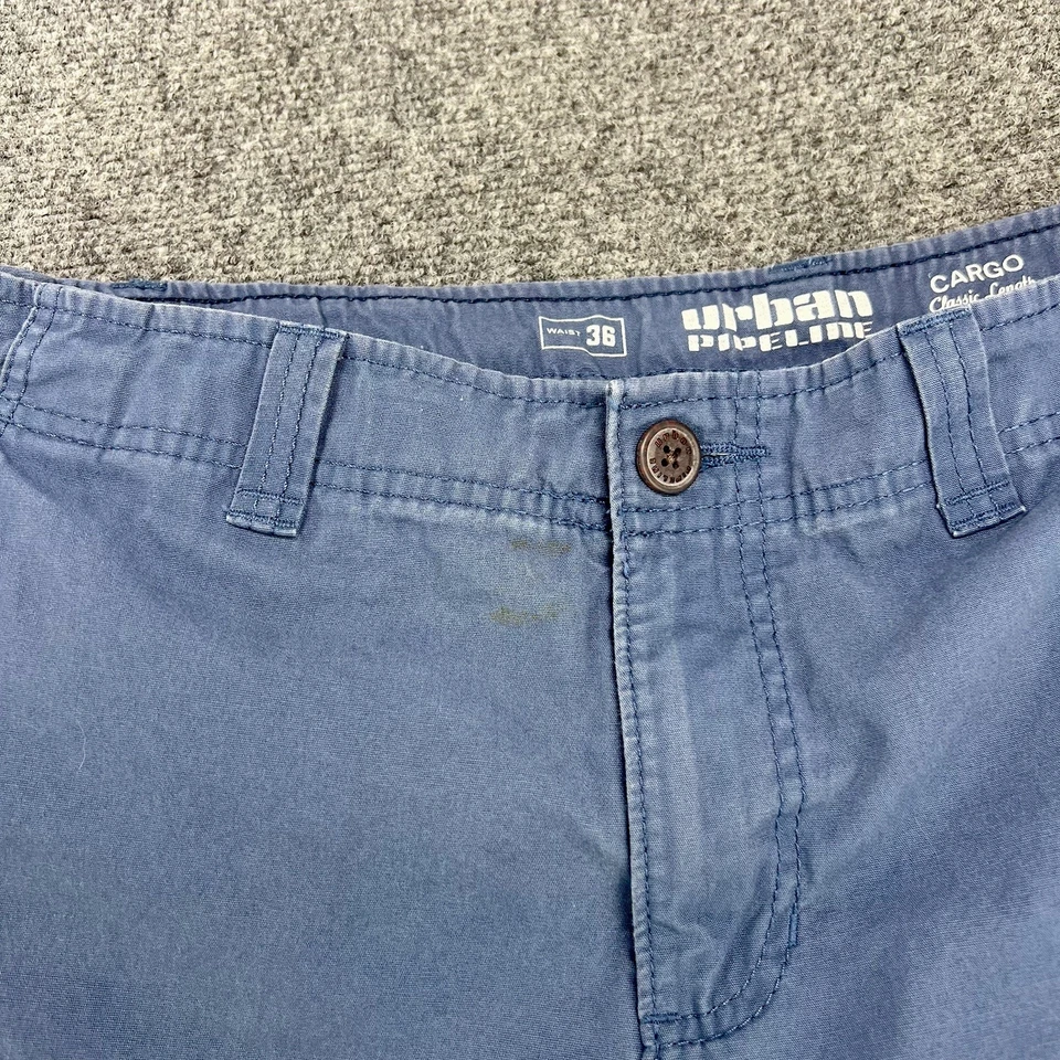 Urban трубопровод грузовые шорты мужские 36 синий хлопок классическая длина опрятный Y2K износ - Изображение 3 из 4