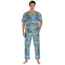 Unisex Scrub Set Ocean Print Pigs Medical Scrubs 2pc Outfit Men Women