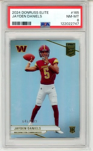 2024 Donruss Elite #165 Jayden Daniels RC Rookie /999 PSA 8 NM-MT (EN)