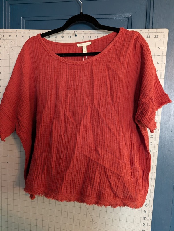 Eileen Fisher Size Medium Cotton Gauze Top Burnt Orange Rust NWOT