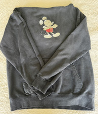 Disney Mickey Mouse Black Pullover Hoodie w/ Pockets Women's Size L