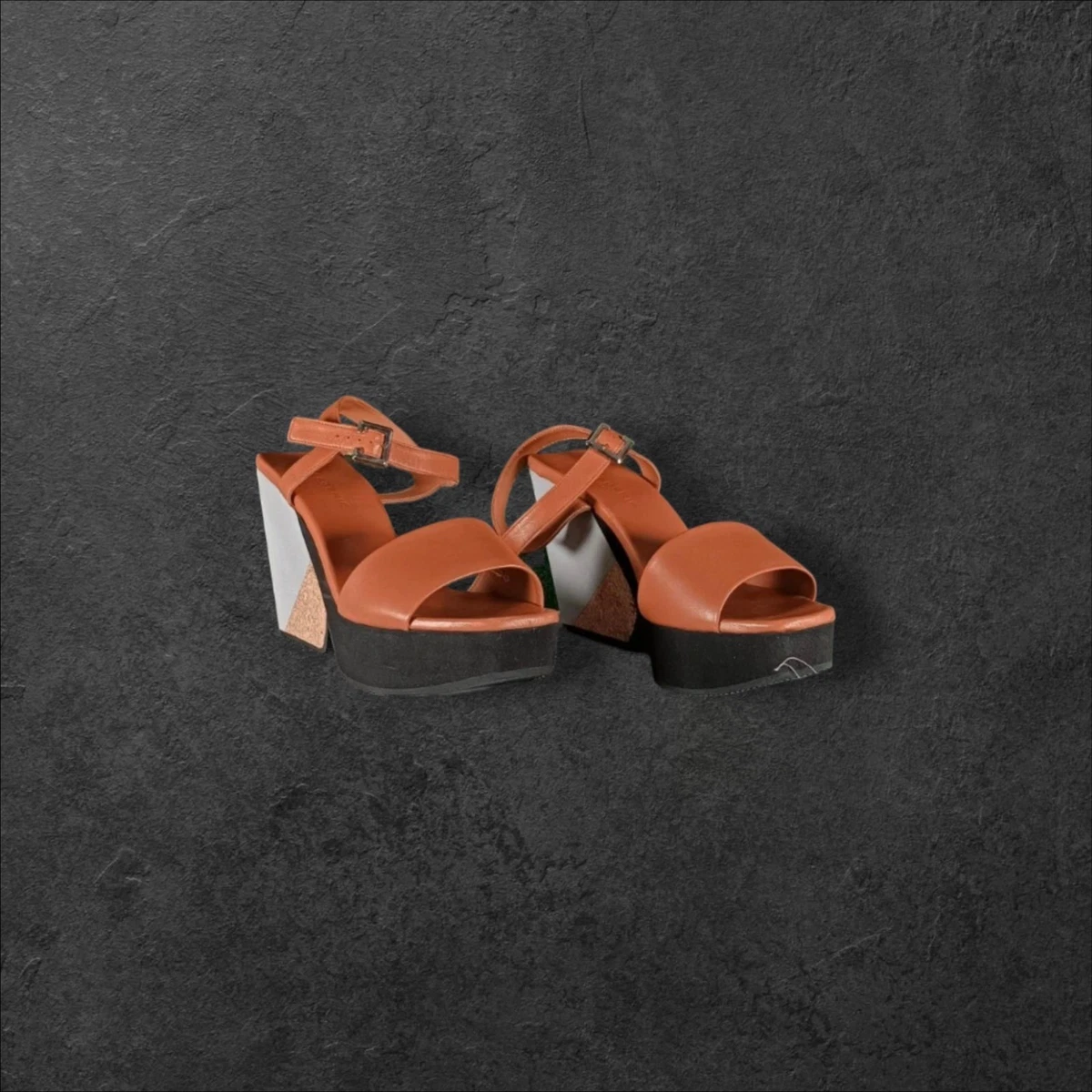 Sandales Compensées Robert Clergerie - Taille 37 - Noir Et Beige - Occasion