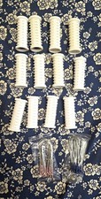 White Plastic Perm Rods with Clips, Assorted Sizes, Unisex Hair Curlers Set