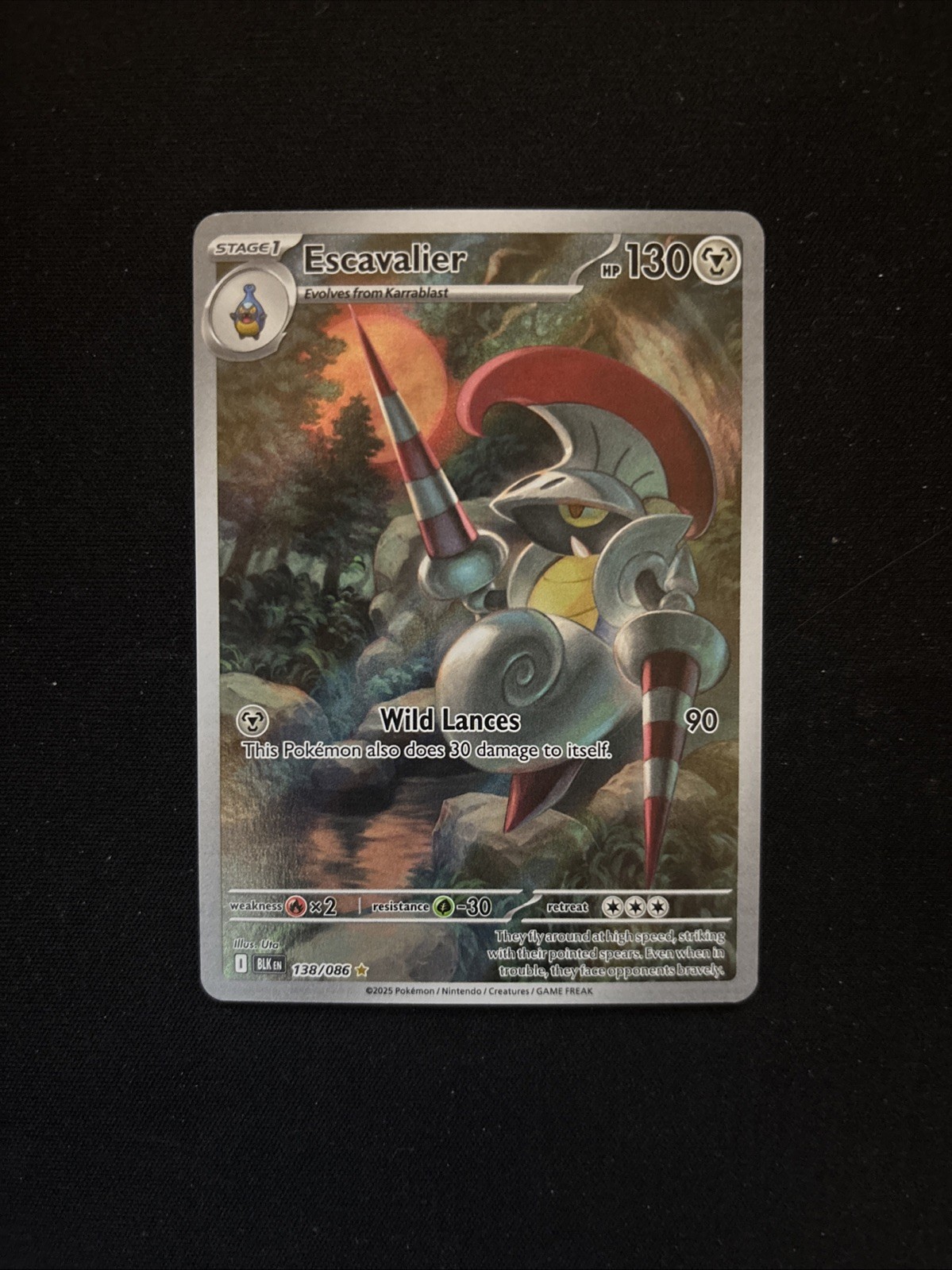 Pokemon TCG Escavalier 138/086 Black Bolt IR Holo Card NM Condition