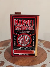 Vintage Marvel Mystery Oil Top Cylinder Lubrication 32 Oz. 1 Quart Can - Empty