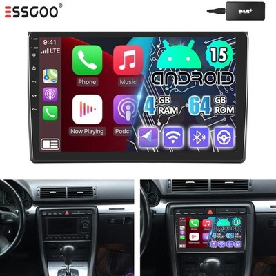 4+64GB Android 15 Autoradio GPS NAVI Carplay Für Audi A4 S4 RS4 B6 B7 SEAT DAB+