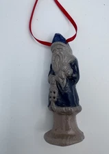 Vintage 1988 Rowe Pottery Works Salt Glazed Ornament Lantern Santa Claus
