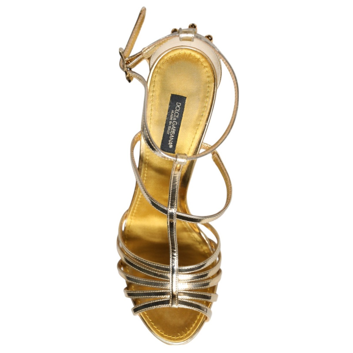 DOLCE & GABBANA Shoes Gold Leather Baroque Heels Sandals DOLCE & GABBANA Shoes Gold Leather Baroque Heels Sandals