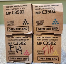 Genuine Set of (4) Ricoh MP C3502 Color 841735 841736 841738 841737 New Sealed