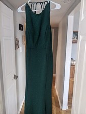 Green Shimmery Formal Dress With Strappy Open Back