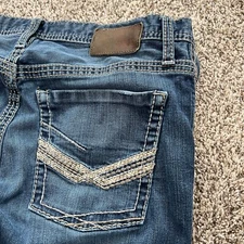 Buckle BKE Derek Bootleg Jeans Men 33x31 Actual Blue Denim Cotton Y2K Stretch