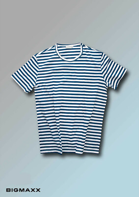 Womens Shirt Short Sleeve Tee Jumper Top Size L in Navy White Striped Navy